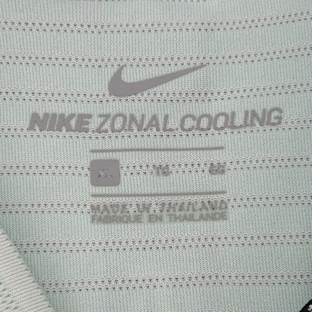 Nike Golf Tiger Woods Zonal Cooling Striped Blade Collar Polo Shirt Mens XL Mint